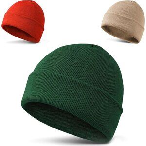 Men's 3-pack Red Beige Green Spring Summer Autumn Winter Slouchy Beanies Hats